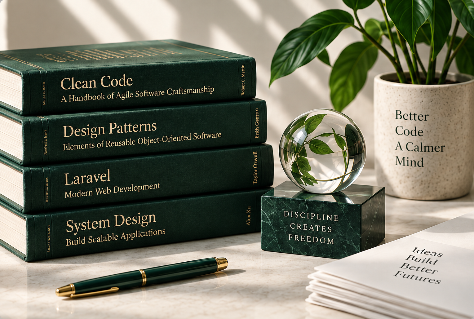 Books and tools representing software development experience